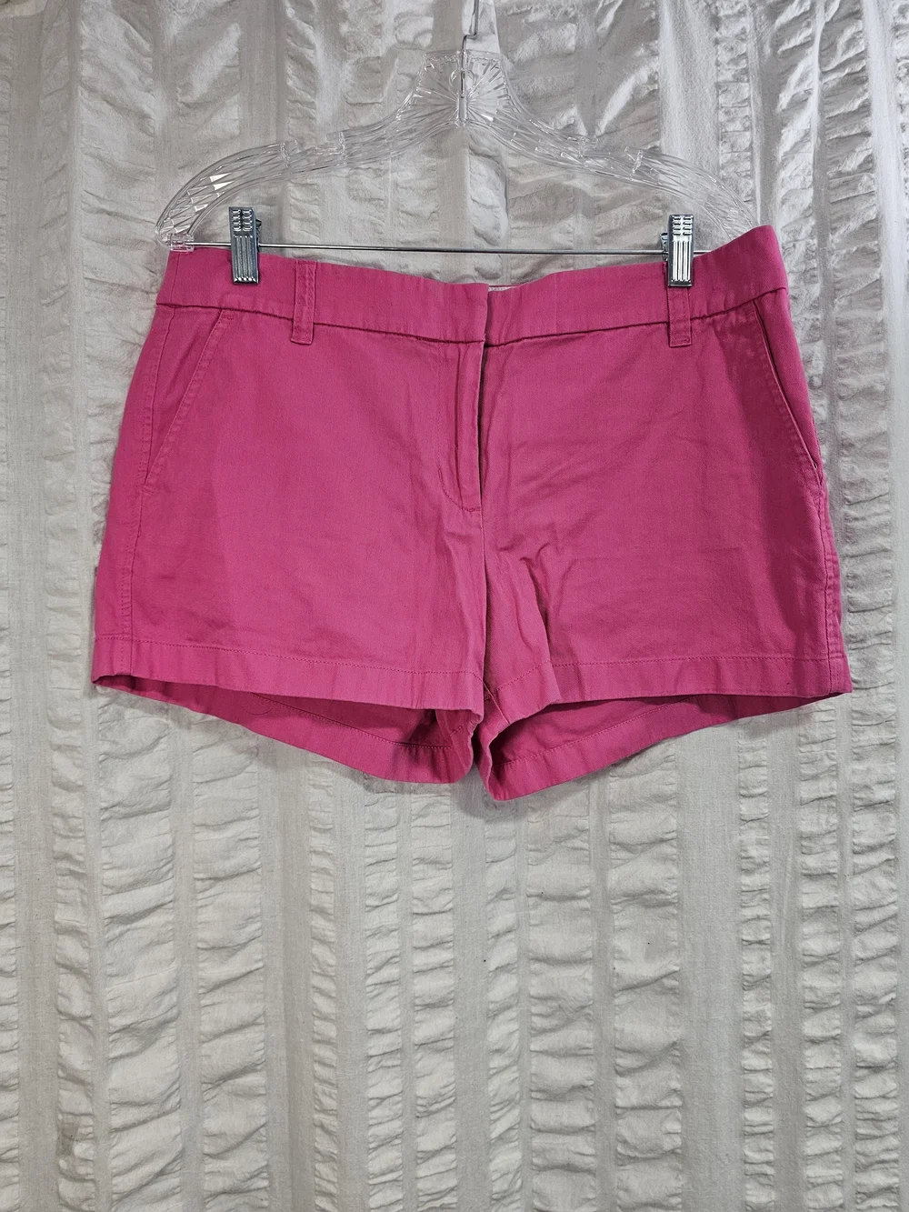 J. Crew Bright Barbie Pink High-Waist Cotton Shorts Size 12